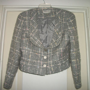 LADY JACKET SHORTIE PIN UP CULTURE 50S 60S VINT STY NUBBY SYN, WOOL & MOHAIR 10